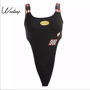 Black race car bodysuit
